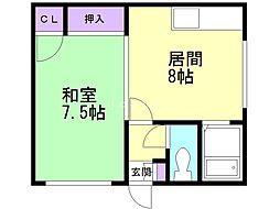 コーポ元中野 1LDKの間取図画像