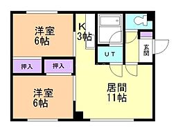 サンハイム 2LDKの間取図画像