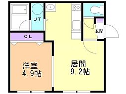 レインボウハウスNo.21 1LDKの間取図画像