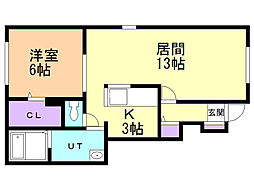 アリーヴィオ 1LDKの間取図画像
