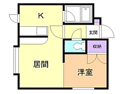 プロム'93 1DKの間取図画像