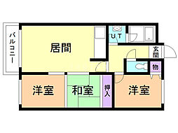 沼ノ端ハイツA棟 3LDKの間取図画像