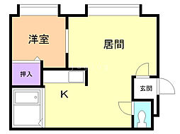 レインボウハウスNo.13 1DKの間取図画像