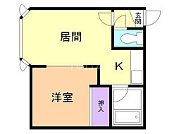 コーポサンライズB 1DKの間取図画像