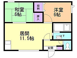 ハイツ智佳 2LDKの間取図画像