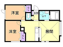 グランデ北光 2LDKの間取図画像