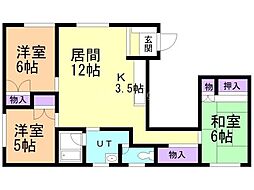 アクロス 3LDKの間取図画像