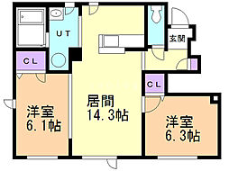 ジャズシティ1 2LDKの間取図画像