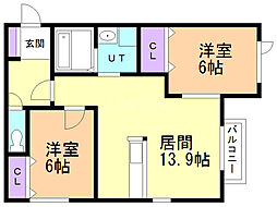 ラウエスト 2LDKの間取図画像