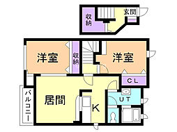 ヒースコート 2LDKの間取図画像