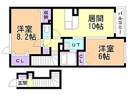 グランデ・ミロウ 2LDKの間取図画像