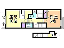 エーデルワイス 1LDKの間取図画像