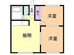 エスポワール豊川 2LDKの間取図画像