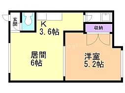 ソレイユプレファイブ 1DKの間取図画像
