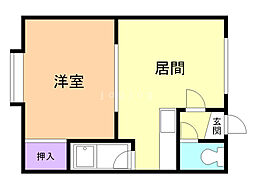 コーポウエスト3 1DKの間取図画像