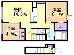 トリアノン1 2LDKの間取図画像
