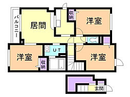 パールヴィラ 3LDKの間取図画像