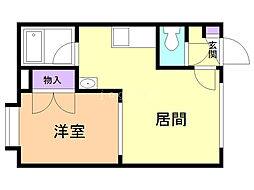 シティーベルプロム 1DKの間取図画像