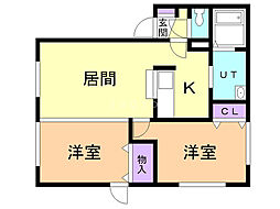 プレミールD館 2LDKの間取図画像