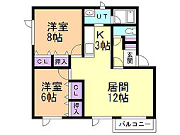 ハイツファミール 2LDKの間取図画像
