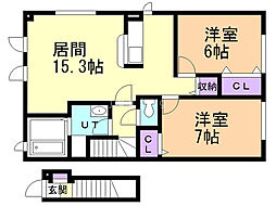 サンフィット 2LDKの間取図画像