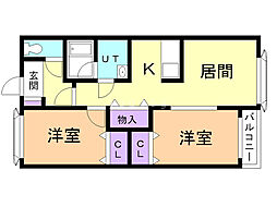 セルクル 2LDKの間取図画像