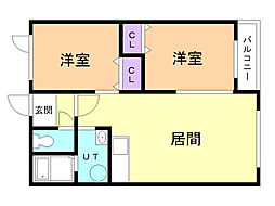 オアシス悠 2LDKの間取図画像