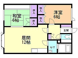 TMハイツ6 2LDKの間取図画像