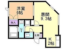 双葉の杜D 1LDKの間取図画像