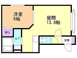 レスミルズ2 1LDKの間取図画像