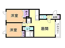 クリークウッド3 2LDKの間取図画像