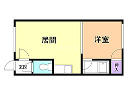 デカルト白亜 1DKの間取図画像