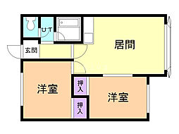 ベルデ・ハイム 2LDKの間取図画像
