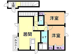 サンパティークのぞみA 2LDKの間取図画像
