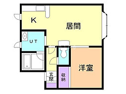 美登里2000 1LDKの間取図画像