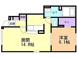 アイリス苫小牧 1LDKの間取図画像