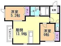 ラウエスト 2LDKの間取図画像