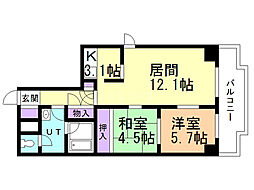 グランドール本幸町 2LDKの間取図画像