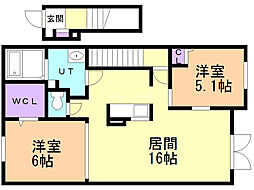 シャン・ド・フルールA 2LDKの間取図画像