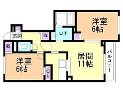 パールオブエビスG 2LDKの間取図画像