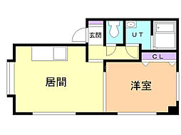 花園コーポ 1LDKの間取図画像