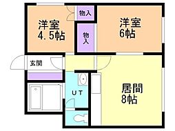 グランドール2 2DKの間取図画像