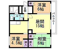 グランドール青葉 3LDKの間取図画像