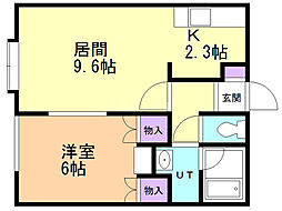 チェリーブロッサム日の出 1LDKの間取図画像
