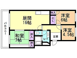 明野コーポ 3LDKの間取図画像