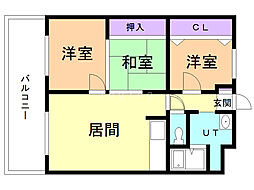 シャトー・サンライズ 3LDKの間取図画像