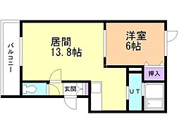 アリス栄 1LDKの間取図画像