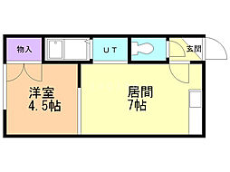 ハイツ・ルミエール 1DKの間取図画像