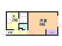 ポピーハイツ 1Kの間取図画像