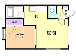 サクセス明野A 1LDKの間取図画像